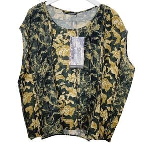 *NEW* Gary Graham GARYGRAHAM422 "Army Floral" Scoop Neck Cocoon Top - Large